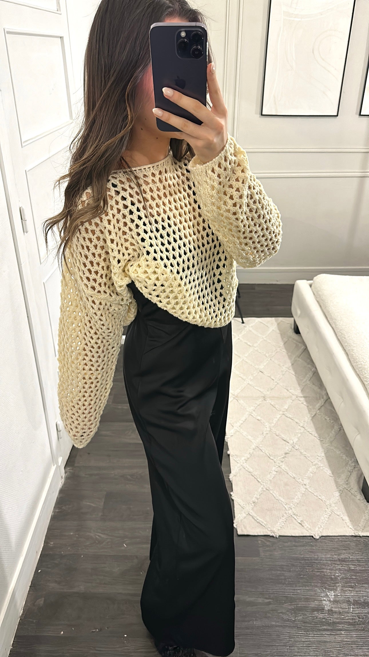 Pull Crochet Beige