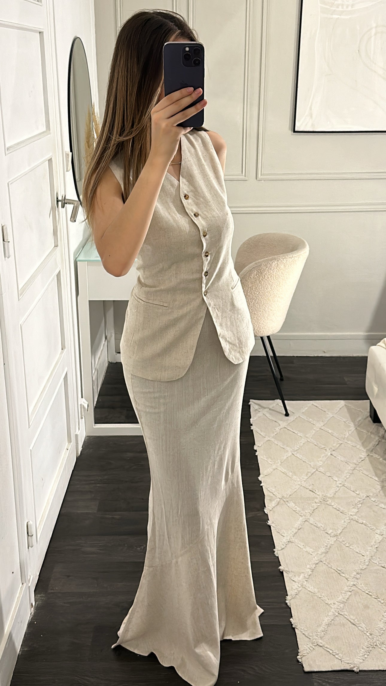 Gilet en Lin Beige