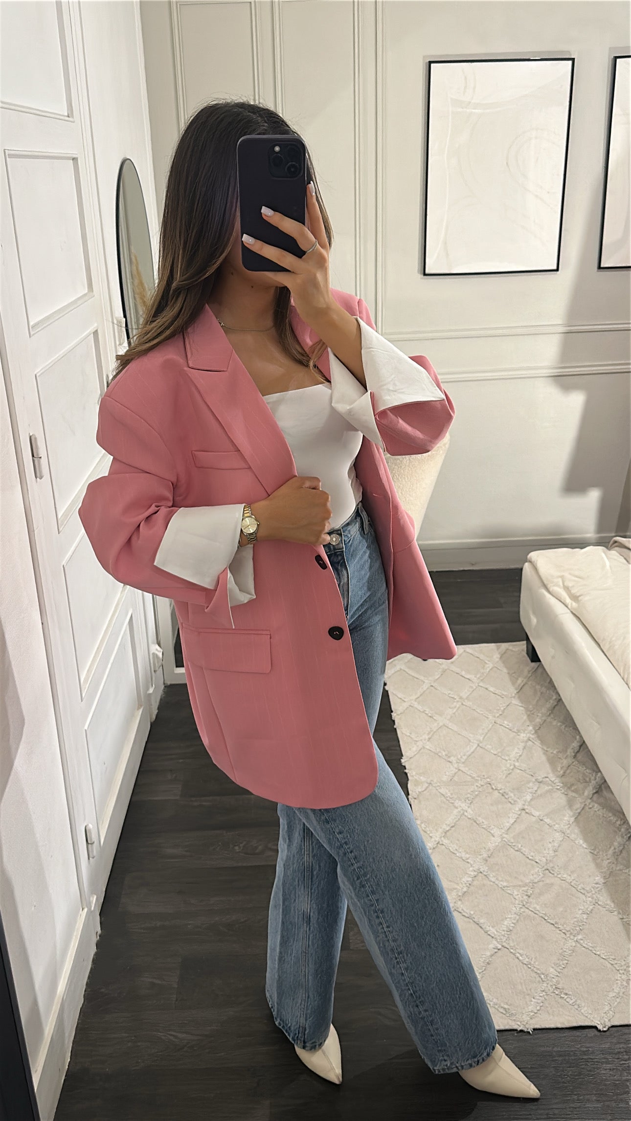 Blazer Oversize Chemise Rose