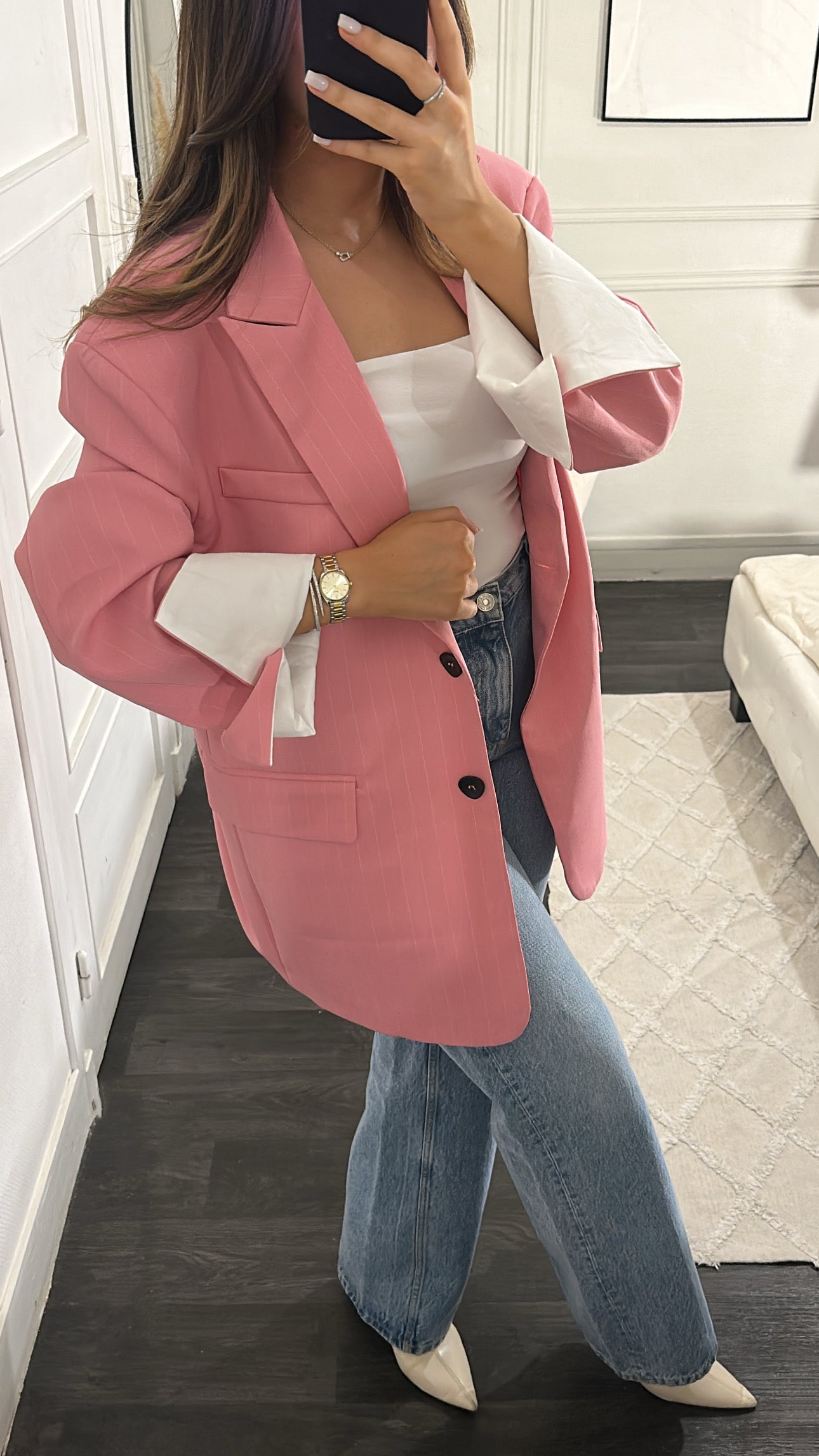 Blazer Oversize Chemise Rose
