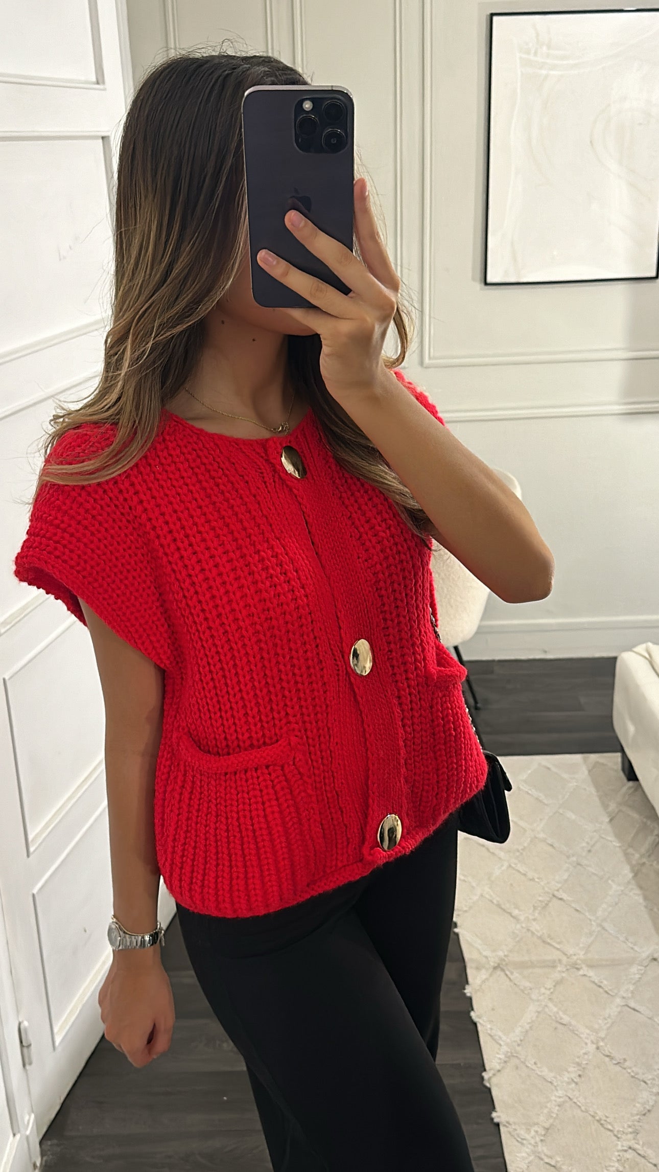 Gilet En Maille Rouge