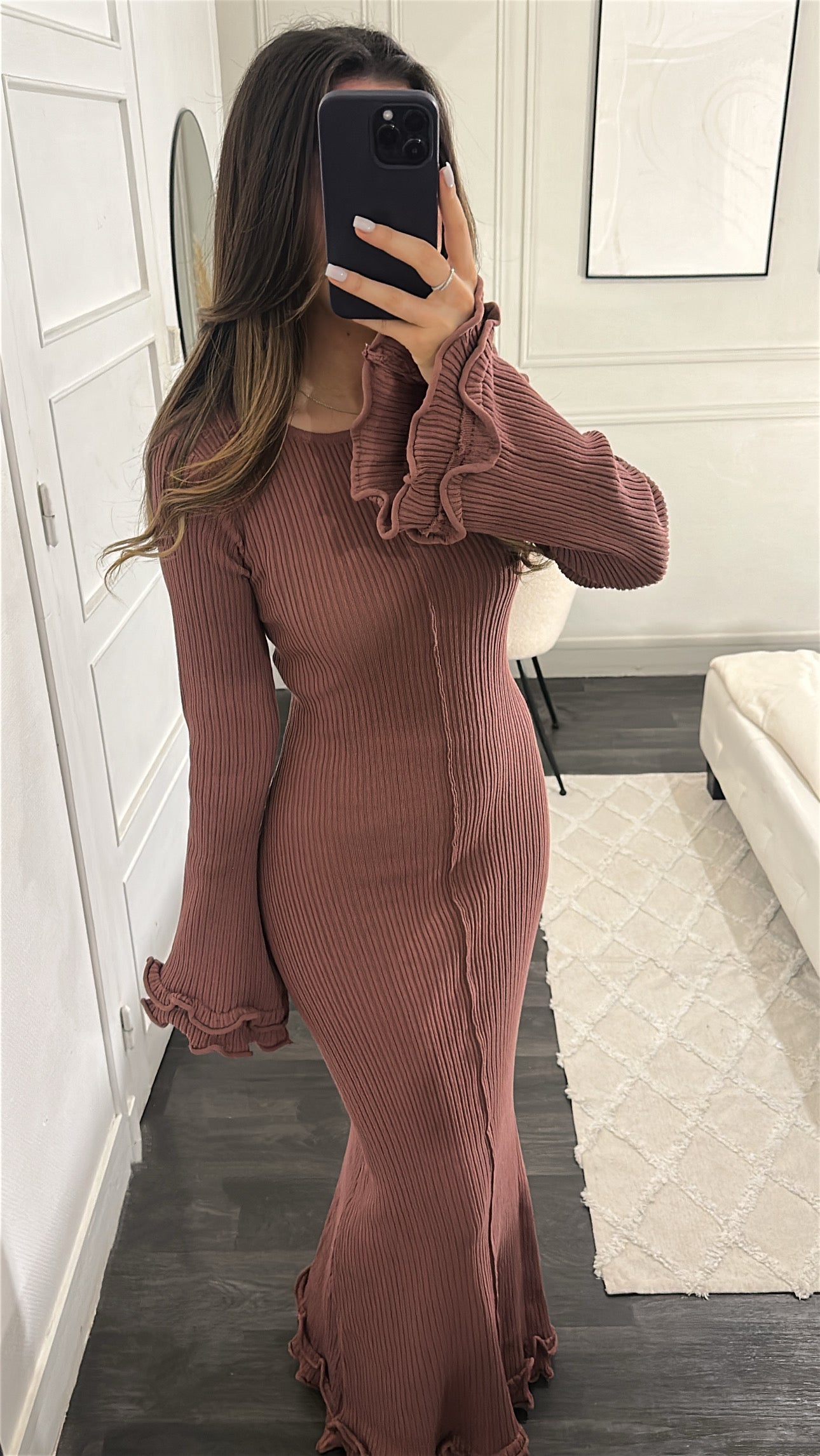 Robe Longue en Maille Burgundy